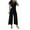 Black, variant on purcolt Womens Dressy Casual Jumpsuits Ruffled Short Sleeve V Neck Belted Wide Leg Pants Romper One Piece Trendy Outfits