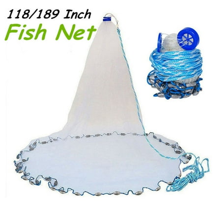 12 Inch Fish Net 118/189 Inch Hand Cast Fishing Network Spin Bait Fish Net Fishing Wire Mesh Accessories Tool Gear With Sinker ()