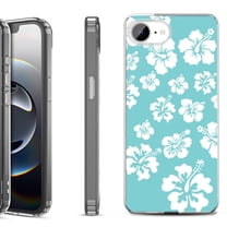 Shockproof Protective Phone Case for iPhone 16e, by OneToughShield - Hibiscus Teal