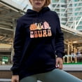 thumbnail image 2 of Oh My Gourd, Fall or Autumn Pun & Gourds Art Merch Gift, Navy Blue Hooded Sweatshirt or Hoodie, Medium, 2 of 5