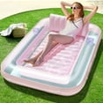 thumbnail image 1 of Inflatable Tanning Pool Lounger Float, 85" x 57" Extra Large Pool Floats Adult with Pillow, 4 in 1 Suntan Tub Raft Floatie,Sunbathing Bed Lounge for Water Blow Up Ball Pit Party Gifts, XL-Pi, 1 of 5