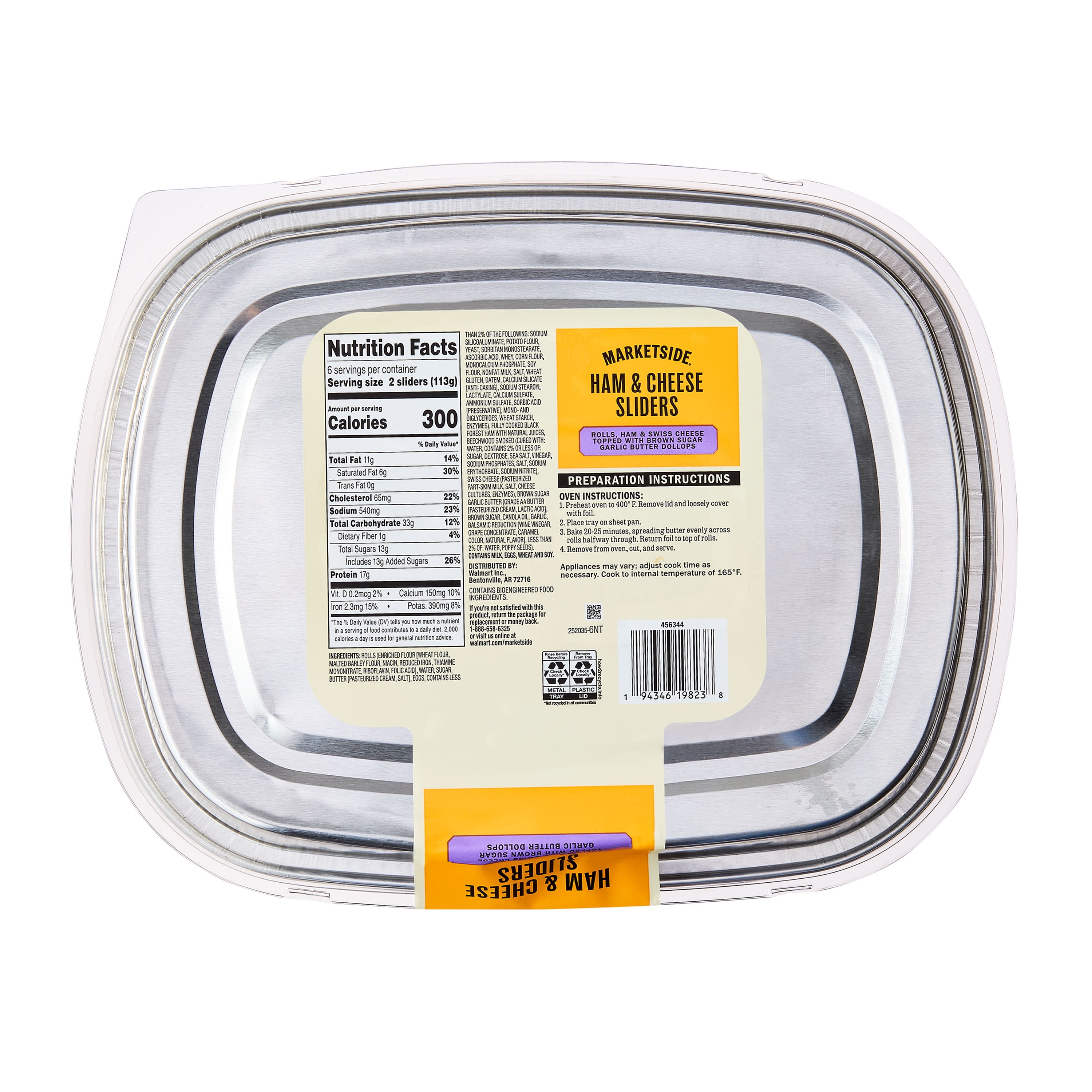 Marketside Ready to Bake Ham & Cheese Sliders, 24 oz, 12 Count (Refrigerated)
