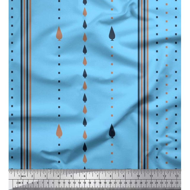 Soimoi Blue Moss Georgette Fabric Pannahazar Jamdani Decor Fabric Printed Yard 42 Inch Wide