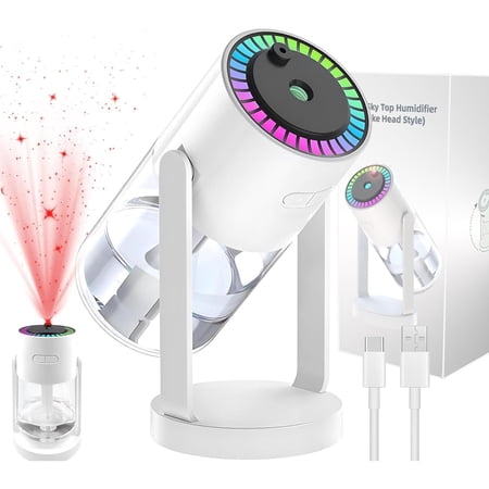 2-in-1 Starry Sky Projection Room Humidifier - Ultrasonic with Swivel Base for Soothing Cool Mist, White/Pink