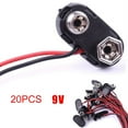thumbnail image 2 of 20Pcs 9V Snap 9V (9 Volt) Battery Clip Connector T Type W Cable Black Hard Shell, 2 of 8
