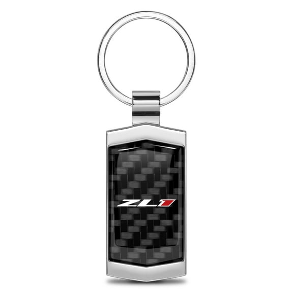 iPick Image for Chevrolet Camaro ZL1 Real Black Carbon Fiber Chrome Metal Case Key Chain, Official Licensed