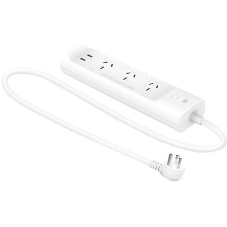 Kasa Smart Plug Power Strip KP303 Surge Protector with 3 Individually Controlled Smart Outlets and 2 USB Ports White Manufacturer Refurbished