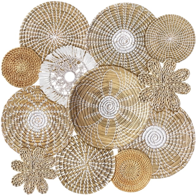 Cesta de pared Decor Xuhal, tejida, bohemio, 11 unidades