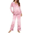 thumbnail image 4 of DISNIMO Cherry Blossom Print Pajama for Women Set Long Sleeve Sleepear 2 Piece Pjs Set with Long Pants Casual Loose Nightwear with Pocket, L, 4 of 7