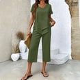 thumbnail image 2 of Clossjun Womens Sets Two Piece Capri Outfits Casual Trendy Fitted Crop Pants and Top Matching Suits Summer Cloths, 2 of 5