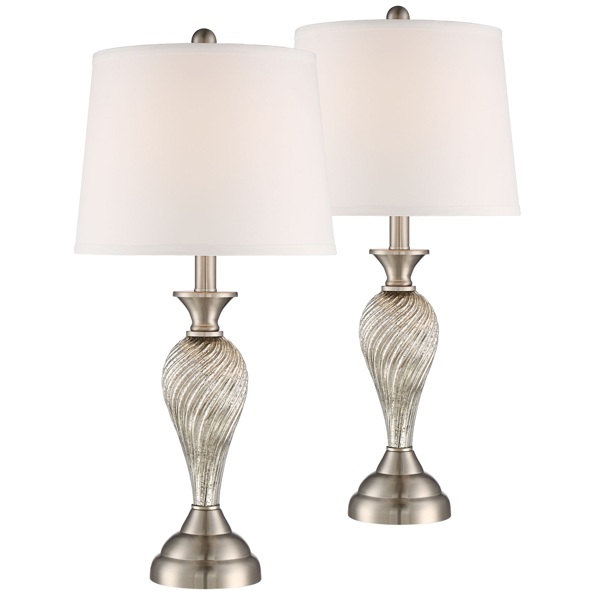 Regency Hill Traditional Table Lamps Set of 2 Mercury Glass Twist White  Empire Shade for Living Room, Family, Bedroom, Bedside, Office - Walmart.com