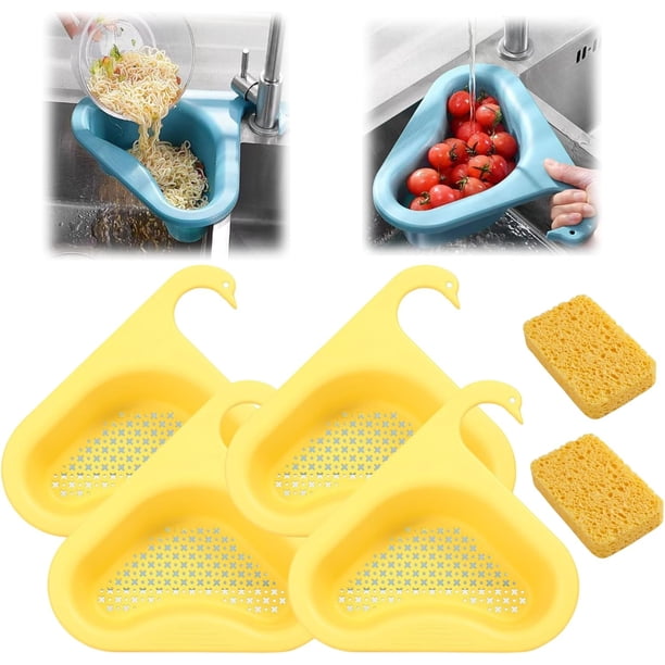 Cesta de filtro colgante para grifo, cesta de drenaje para fregadero de cocina, cesta de drenaje de cisne, filtro de fregadero triangular de cocina multifuncional, cesta de colador de fregadero de coc