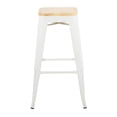 thumbnail image 3 of Oregon Contemporary Barstool In White Steel And Natural Wood - Set Of 2, 3 of 7