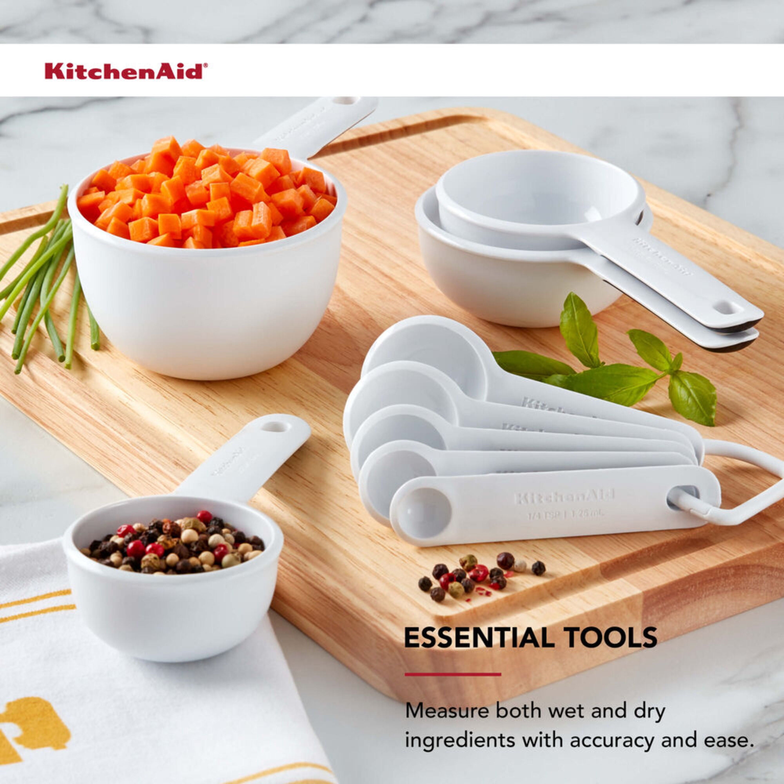 KitchenAid 21-Piece Plastic with Non-Skid Bottom Mixing Bowl and Measuring  Set White