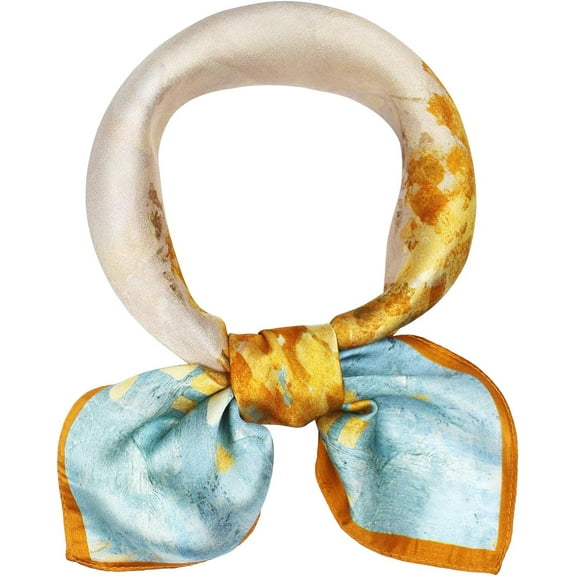 CAILDANL 100% Real Mulberry Silk Scarf -21'' x 21''- Lightweight Neckerchief –Women Men Small Square Digital Printed Scarves