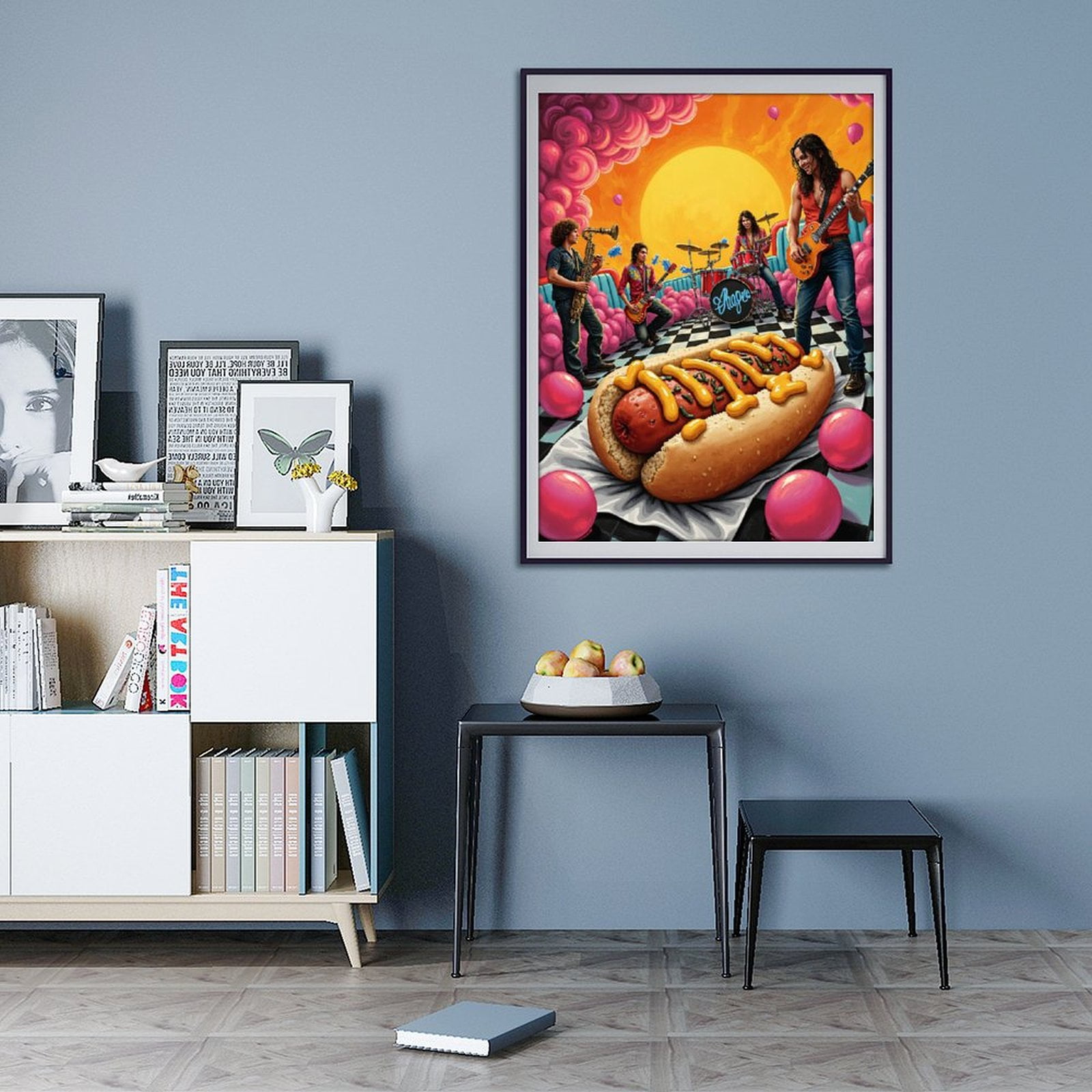 Diamond Art Kit for Adults, Rock Band Surreal Hotdog Reverie Diamond Painting for Adults Beginners, 5D DIY Diamond Art Painting Kits, Colorful Diamond Painting Craft for Home Decor 12x16