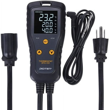 DIGITEN Temperature Controller Digital Thermostat Outlet Plug in Temperature Controller 110V 15A Reptile Thermostat Greenhouse Temp Controller Heating Cooling for Homebrewing Aquarium Heater