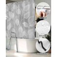 thumbnail image 5 of Split Shower Curtain for Transfer Bench, Silver Gray Leaves Fabric Shower Curtains for Bathroom, Vintage Abstract Branch Botanical Tub Sliding Transfer Bench Waterproof Bath Curtains 72"x96", 5 of 9