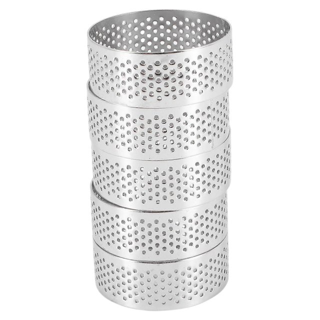 Stainless Steel Perforated Tart Ring, 5Pcs 5cm Perforated Cake Mousse Ring, DIY Round Tart Rings for