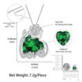 thumbnail image 3 of Juwaliy 13MM Rose Heart Women Necklace May Birthstone Silver Plated Flower Love Pendant Green Emerald Jewelry Christmas Birthday Mothers Day Gift for Wife, 3 of 12