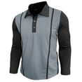 thumbnail image 5 of FYDUU Mens Polo Shirts Men's Long Sleeve Shirts Fashion Casual Button Down Collar Shirt Color Block Stylish Tops Fall Winter Daily Wear Athletic Collared Shirt, 5 of 8