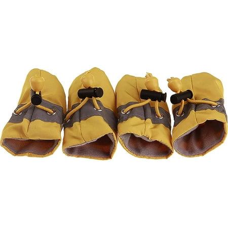 Anti Slip Dog Socks Shoes Adjustable Drawstring Boot Paw Protectors for Small Medium Pets Cats Yellow X-Small