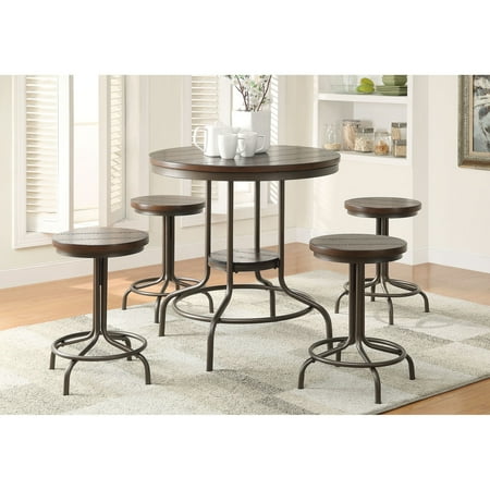 - Burney 5-Piece Counter-Height Dining Set, Cherry Oak and Bronze