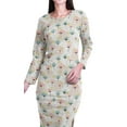 thumbnail image 6 of Moomaya Printed Full Sleeve Bodycon Dress for Women Scoop Neck Side Slit Casual Clothing, 6 of 8