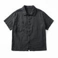 thumbnail image 7 of cfhntfmh Cotton Linen Tops for Women Collared V Neck Short Sleeve Shirt with Pockets Casual Button down Summer Work Tops, 7 of 7