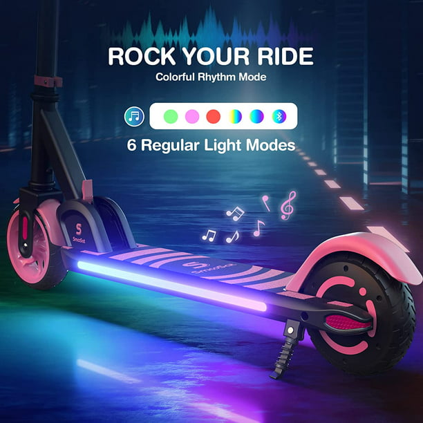 Electric Scooter for Kids with Wireless Music Speaker, LED Colorful Lights and Display, 3-Speed Mode and Adjustable Height E-Scooter, Gift for Kids Age 8+ - Walmart.com
