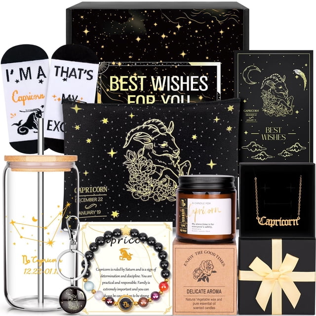 12 regalos de cumpleaños de Capricornio para mujeres, regalos del zodiaco Capricornio para mujeres, mamá, esposa, paquete de cuidado personal, ponte bien pronto, cestas astrol&am