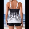 thumbnail image 4 of Traje de Baño de Dos Piezas para Mujer, con Control de Abdomen, Fluido, Camiseta Sin Mangas y Pantalones Cortos, Talla L, y Negro, 4 of 8