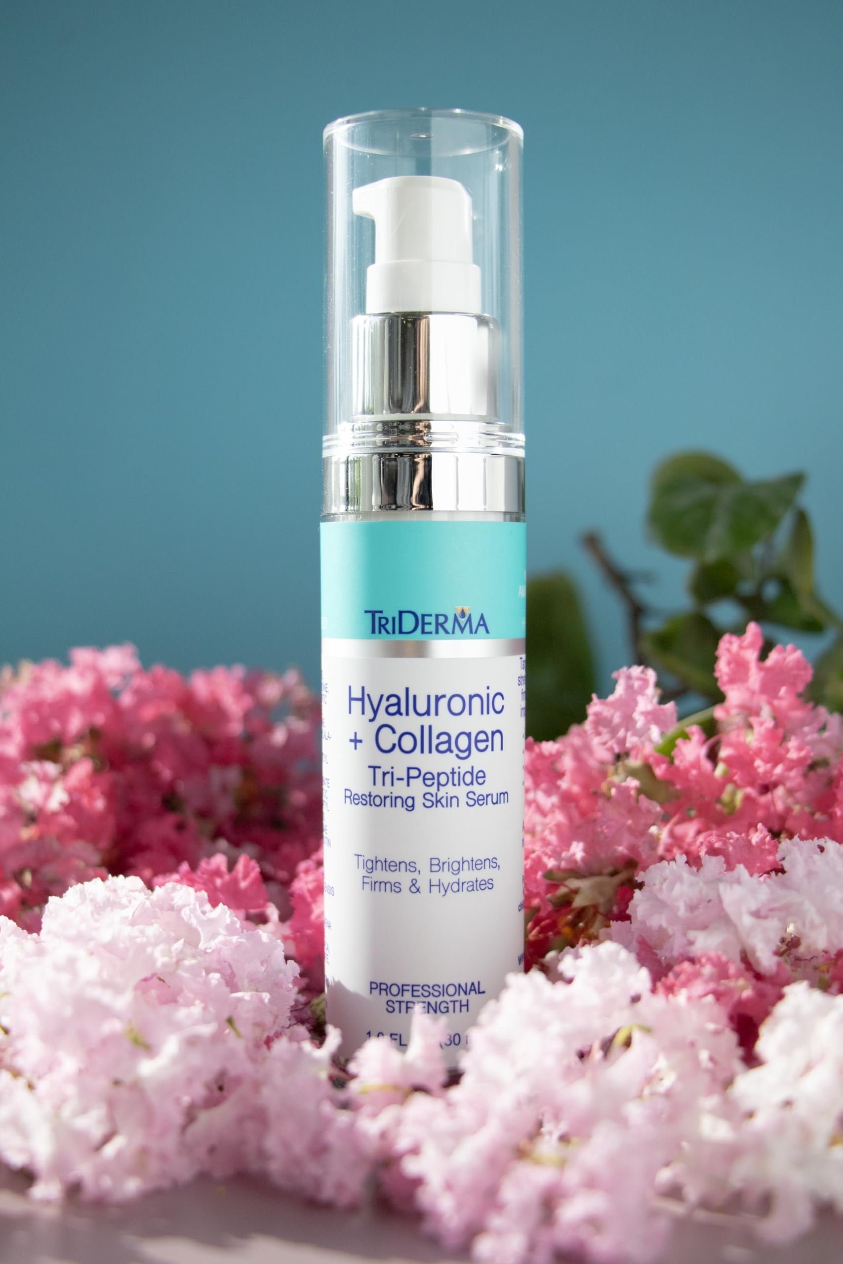 TriDerma Hyaluronic Acid Face Serum with 5% Niacinamide, Collagen Peptides & Matrixyl 3000, Hydrating Anti Aging Serum for Fine Lines & Wrinkles, 1 fl oz