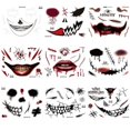 thumbnail image 4 of Halloween Clown Mouth Temporary Tattoos - 9Pcs Funny Prank Makeup Face Decals for Adults, Horror Lip Decoration, Fake Tattoo Stickers for Halloween Co, 4 of 4