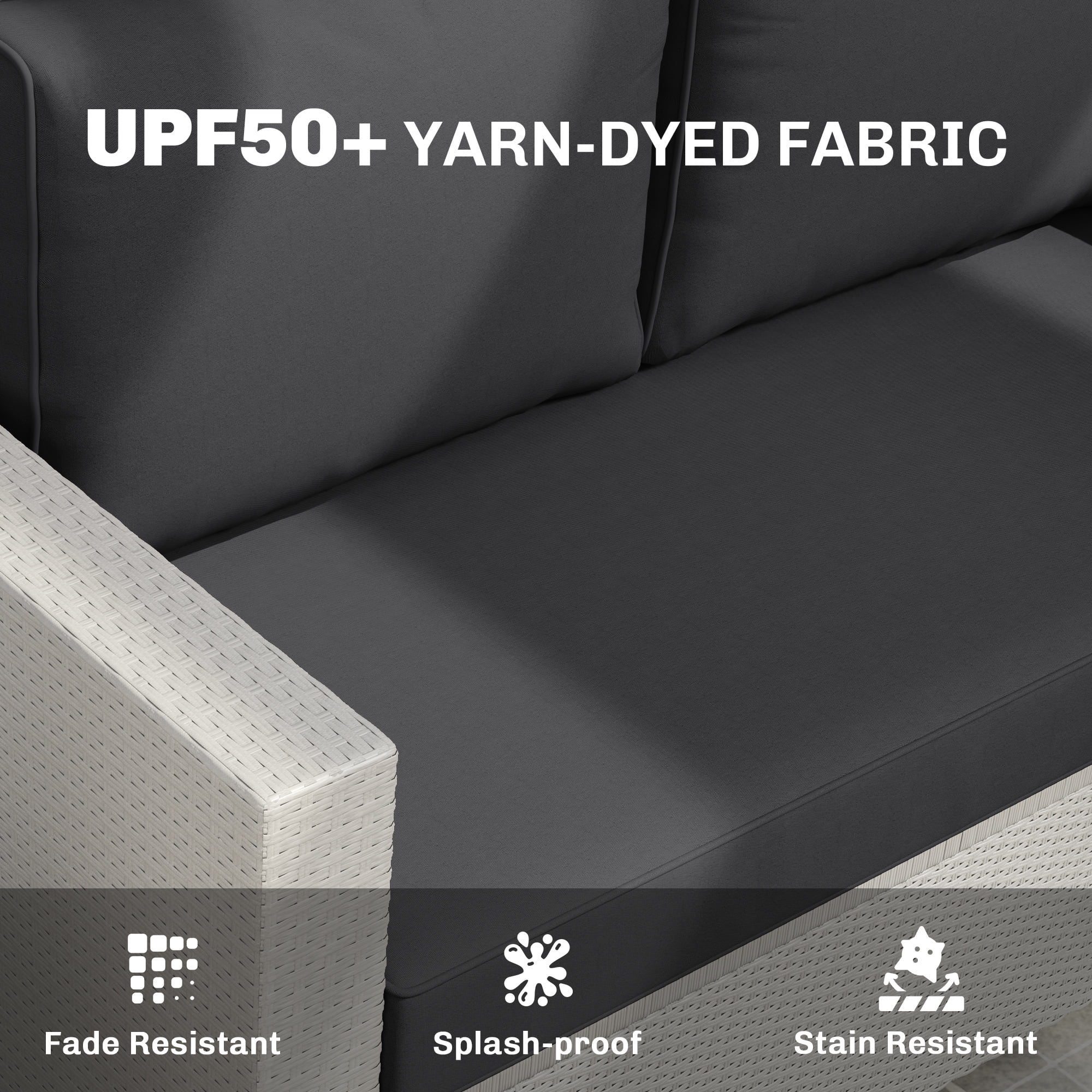 Outsunny 2 Seater Patio Furniture Cushions, 5 in Outdoor Loveseat Cushions with Removable Cover, Replacement Cushions for Outdoor Furniture, Black