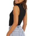 thumbnail image 4 of Sleeveless Women Stand Collar Half Zipper Knit Tank Tops, 4 of 4