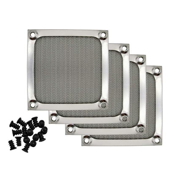 Grill con filtro de ventilador, 80 mm, IMSURQLTyprise, aluminio plateado, paquete de 4