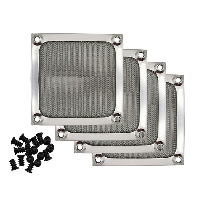 Grill con filtro de ventilador, 80 mm, IMSURQLTyprise, aluminio plateado, paquete de 4
