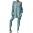 thumbnail image 2 of tarylea 2 Piece Lounge Sets for Women Ribbed Knitted Long Sleeve Hoodies Slim Fitted Leggings Casual Fall Comfy Outfits, 2 of 9