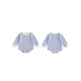 thumbnail image 2 of Michellecmm Toddler Baby Boy Girl Waffle Sweatshirt Romper Casual Long Sleeve Stripe Print Baby Jumpsuit, 2 of 9