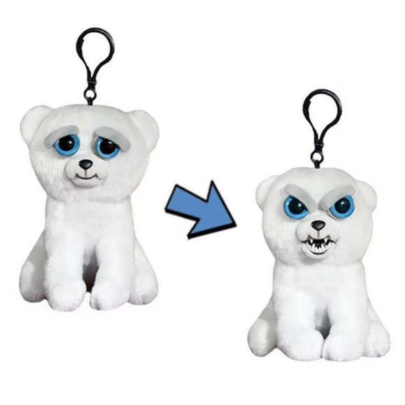Mochila de felpa con clip Feisty Pets Mini Karl the Snarl Polar Be