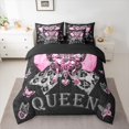 thumbnail image 2 of jejeloiu Chic Bdiamond Butterfly 7-Piece Bedding Comforter Set,,Cheetah Pattern Bowknot King Bedding Sets,Pink Gray Black Bed Sheets For Men Women,Breathable Home Decor Reversible, 2 of 8