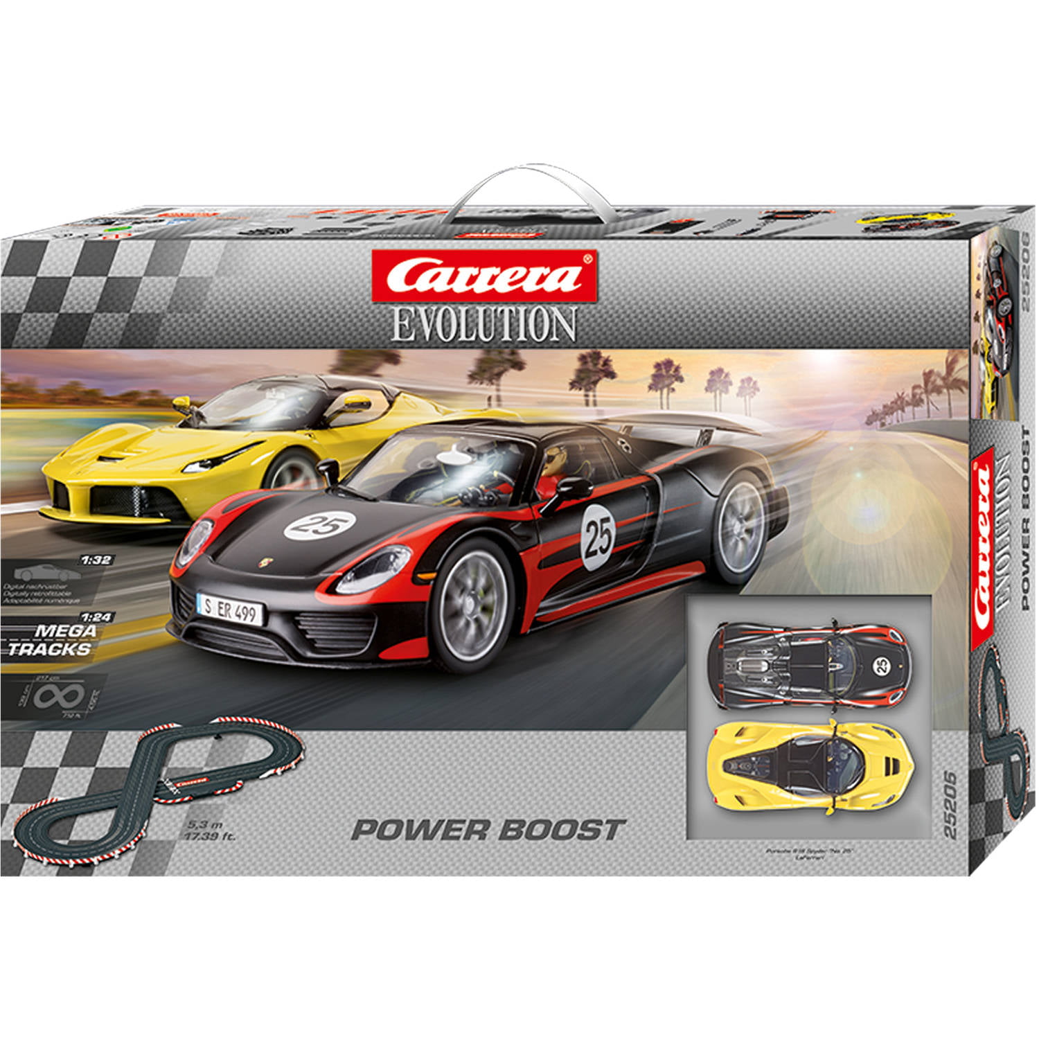 Carrera Power Boost Evolution 1:32 Scale Slot Car Race Set 