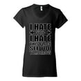 thumbnail image 2 of Wild Bobby I Hate You I Hate This Place See You Tomorrow Gym/Workout Women Standard V-Neck Tee, Black, Small, 2 of 5