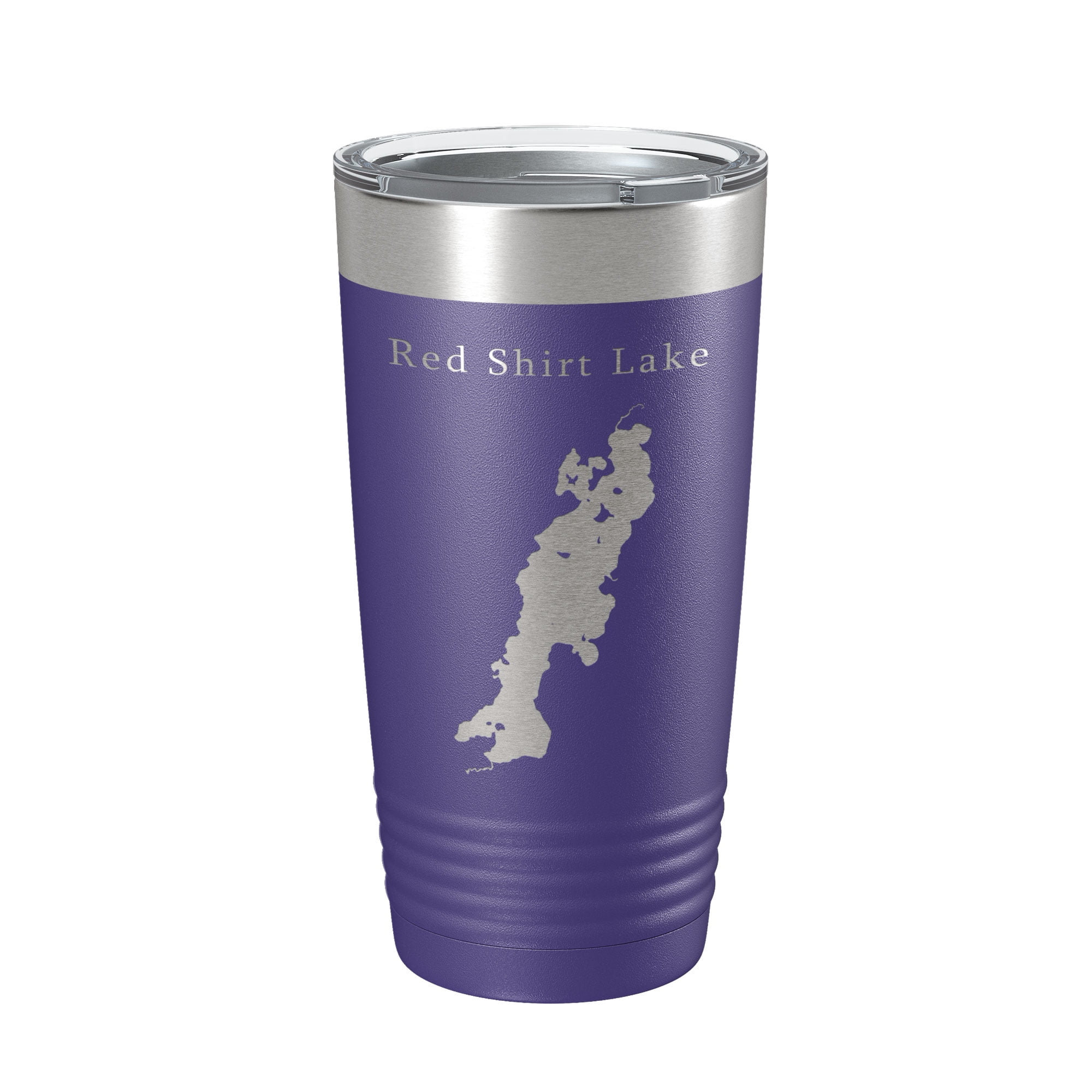 Red Shirt Lake Map Tumbler Travel Mug Insulated Laser Engraved Coffee Cup Alaska 20 oz Purple