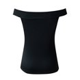 thumbnail image 5 of asdoklhq Womens Plus Size Tops, T Shirts For Women Summer Casual Top Hollow Lace Stitching Shirt One Shoulder Solid Color Top, 5 of 5
