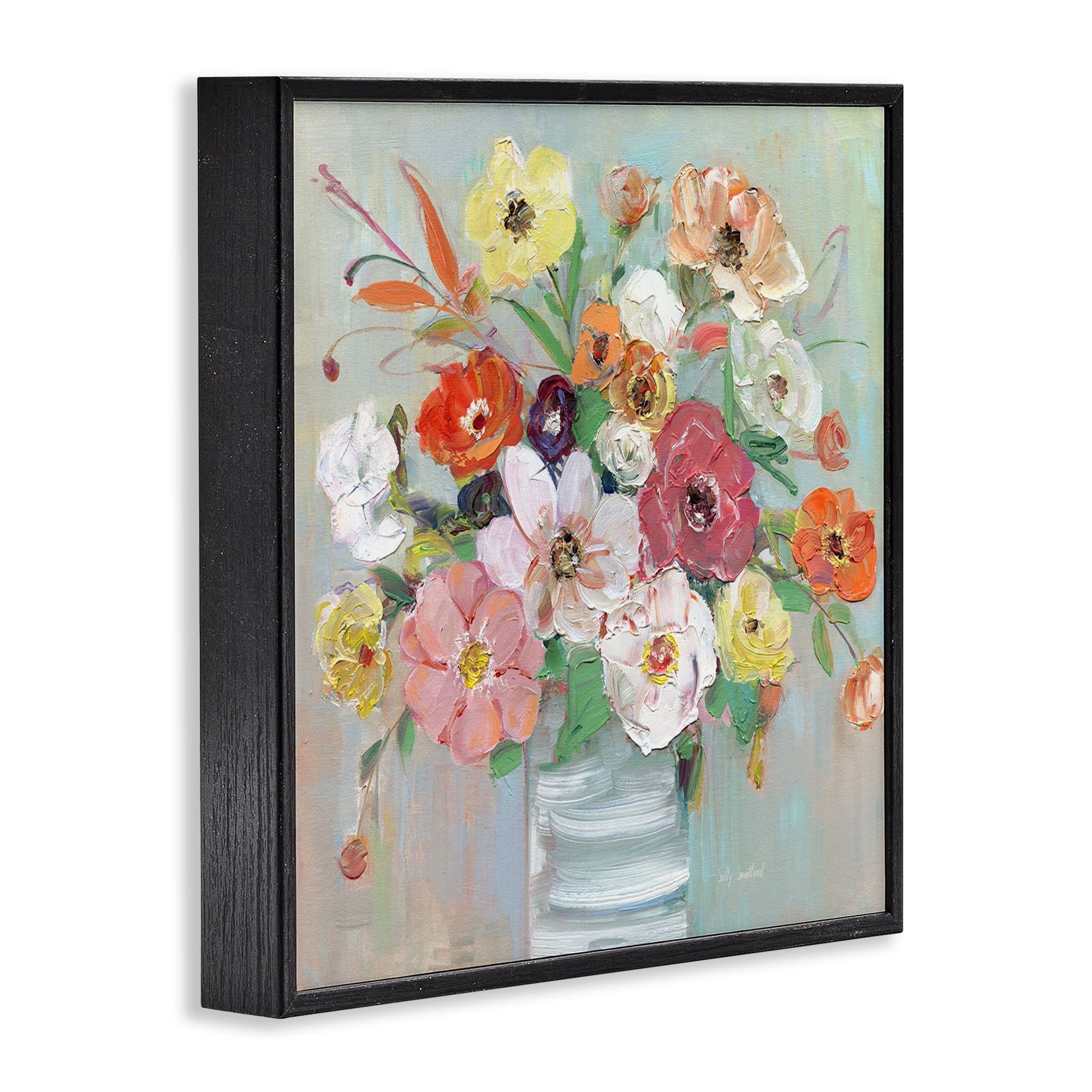 Stupell Industries Energetic Blossom Bouquet Black Framed Giclee Art, design by Sally Swatland
