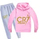thumbnail image 3 of Conjunto de 2 piezas de ropa con capucha y pantalones con estampado de fútbol CR7 para niños y niñas de 3 a 14 años, chándal para primavera y otoño, 3 of 5