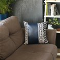 thumbnail image 1 of HomeRoots 399584 Deep Navy Faux Leather Geometric Throw Pillow, Multi Color, 1 of 1