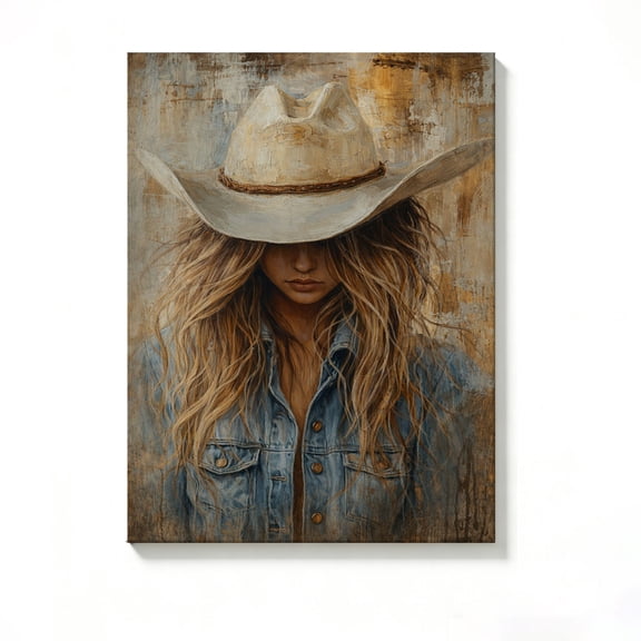FLASHLUMI 8x12 Inch Western Cowgirl Portrait Canvas Wall Art, Rustic Western Decor for Living Room Bedroom, No Frame